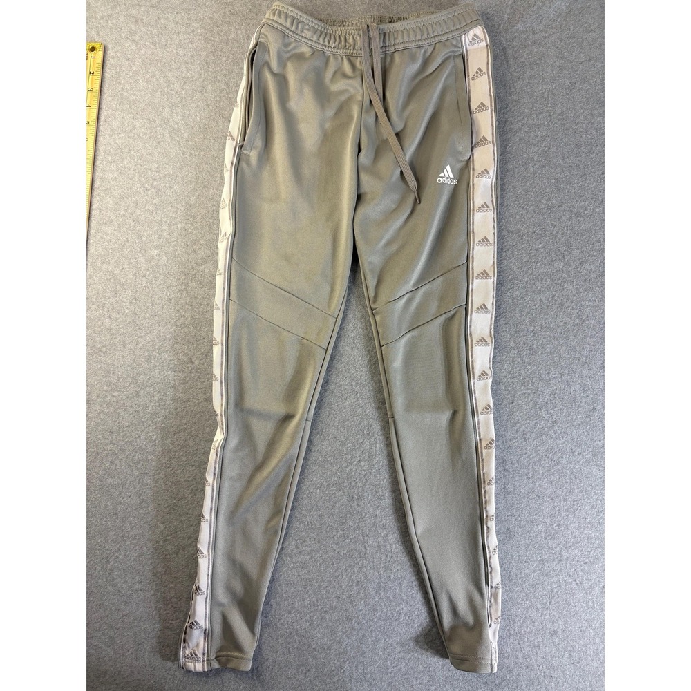 Adidas Grey Logo Taped Track Pants Mens XS FK9011 Tapered Joggers
